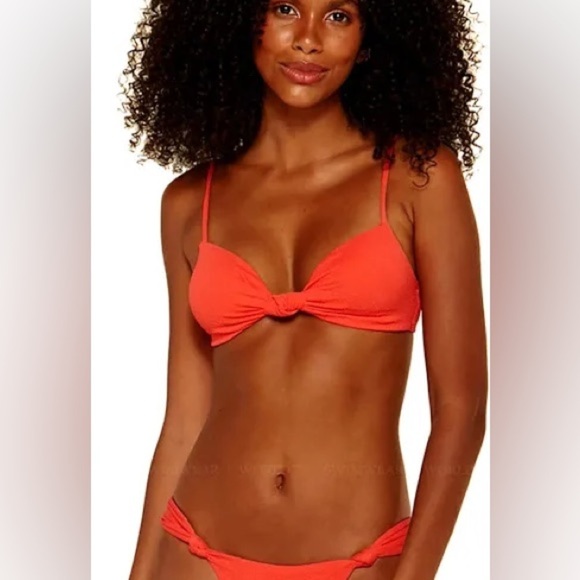 Vix by Paula Hermanny Firenze Erin Knot Top in Coral - Picture 4 of 16